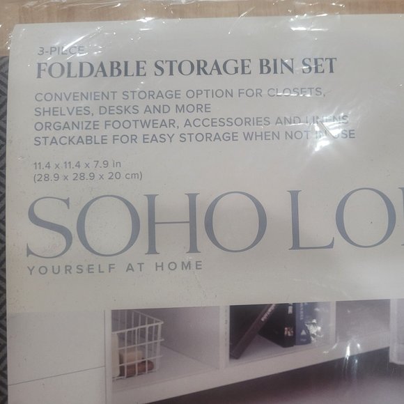 3-Piece Foldable Storage Bin Set New - Picture 2 of 7